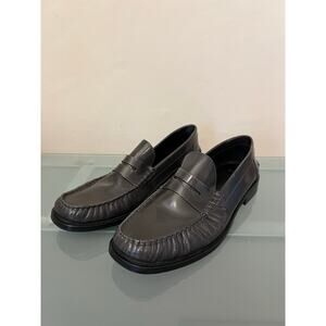 MNG mango leather gray penny loafer women’s 38 or 7.5 classic slip on office
